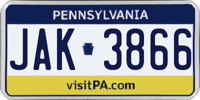 PA license plate JAK3866
