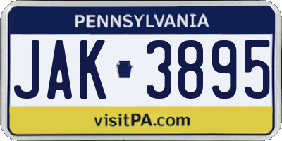 PA license plate JAK3895