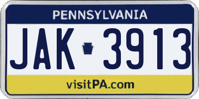 PA license plate JAK3913