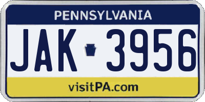 PA license plate JAK3956