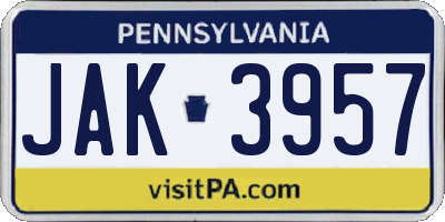PA license plate JAK3957