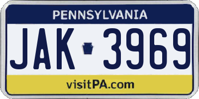 PA license plate JAK3969