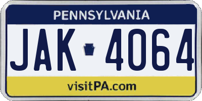PA license plate JAK4064
