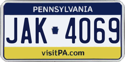 PA license plate JAK4069