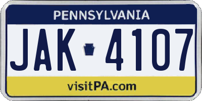 PA license plate JAK4107