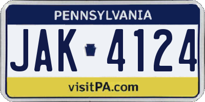 PA license plate JAK4124