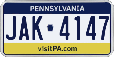 PA license plate JAK4147