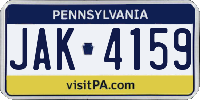 PA license plate JAK4159