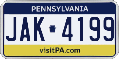 PA license plate JAK4199