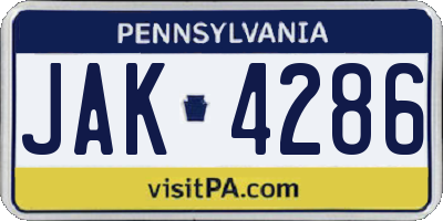 PA license plate JAK4286