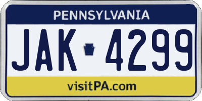 PA license plate JAK4299