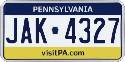 PA license plate JAK4327