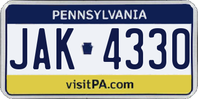 PA license plate JAK4330