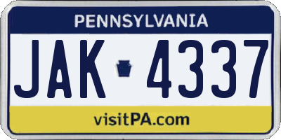 PA license plate JAK4337