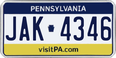 PA license plate JAK4346