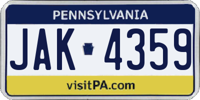 PA license plate JAK4359