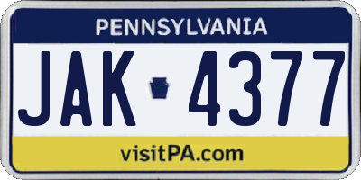 PA license plate JAK4377