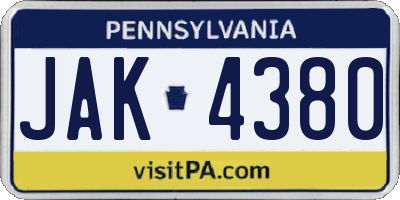 PA license plate JAK4380