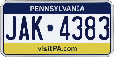 PA license plate JAK4383