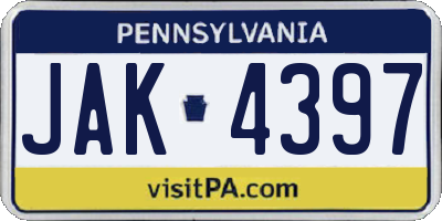 PA license plate JAK4397