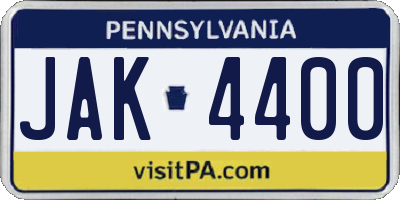 PA license plate JAK4400