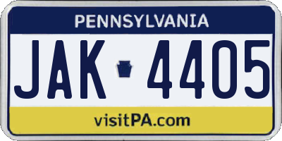 PA license plate JAK4405