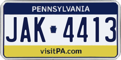 PA license plate JAK4413