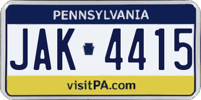 PA license plate JAK4415