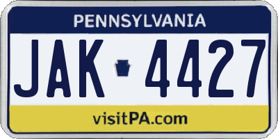 PA license plate JAK4427