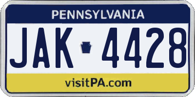PA license plate JAK4428