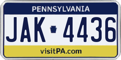 PA license plate JAK4436