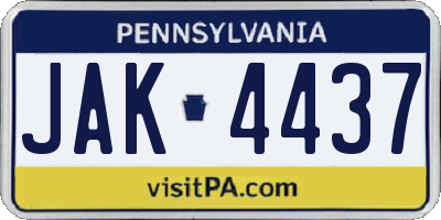 PA license plate JAK4437