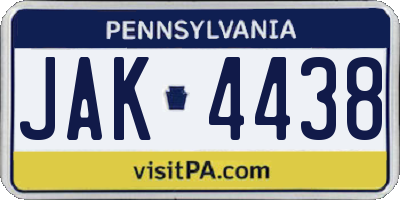 PA license plate JAK4438