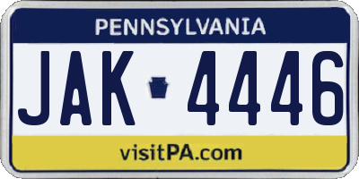 PA license plate JAK4446