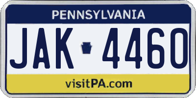 PA license plate JAK4460
