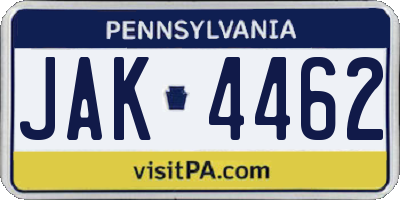 PA license plate JAK4462