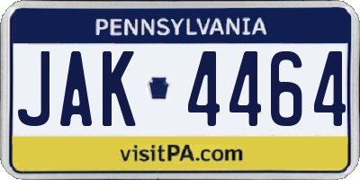 PA license plate JAK4464