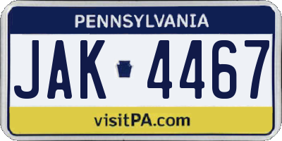 PA license plate JAK4467