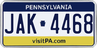 PA license plate JAK4468