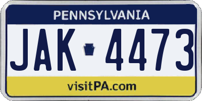 PA license plate JAK4473