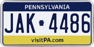PA license plate JAK4486