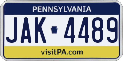 PA license plate JAK4489