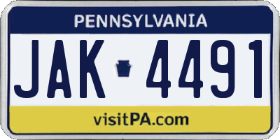 PA license plate JAK4491