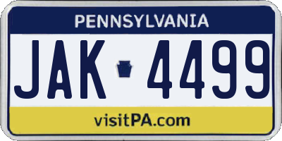 PA license plate JAK4499