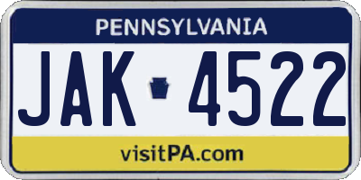 PA license plate JAK4522