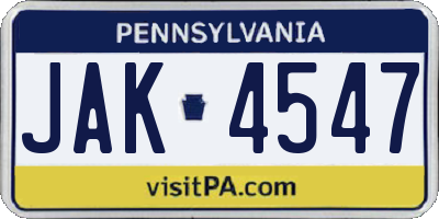 PA license plate JAK4547
