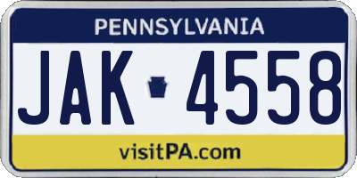 PA license plate JAK4558