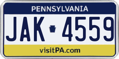PA license plate JAK4559