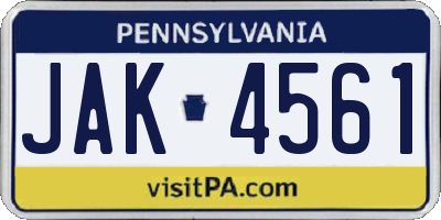 PA license plate JAK4561