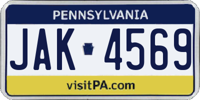 PA license plate JAK4569